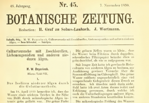 圖3.一百多年前的文獻(xiàn)，Beijerinck發(fā)現(xiàn)小球藻的論著。